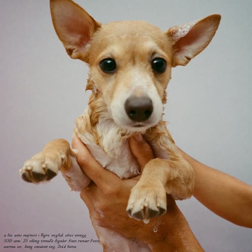 A dog mid-bath, coat wet and lathered